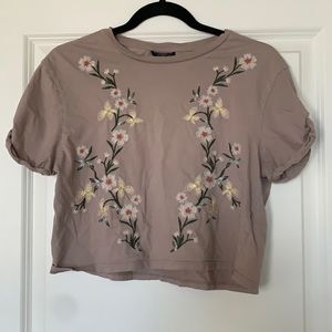 Topshop Embroidered Crop Top